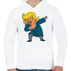PRINTFASHION Trump dab - Férfi kapucnis pulóver - Fehér