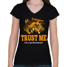 PRINTFASHION trust me - Női V-nyakú póló - Fekete női póló