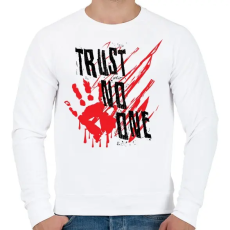 PRINTFASHION Trust no one - Férfi pulóver - Fehér