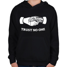 PRINTFASHION Trust no one! - Gyerek kapucnis pulóver - Fekete gyerek pulóver, kardigán