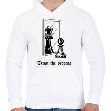 PRINTFASHION Trust the process - Férfi kapucnis pulóver - Fehér férfi pulóver, kardigán