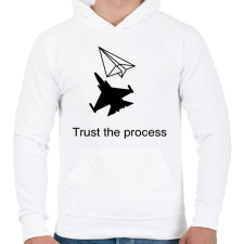 PRINTFASHION Trust the process - Férfi kapucnis pulóver - Fehér férfi pulóver, kardigán