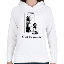 PRINTFASHION Trust the process - Női kapucnis pulóver - Fehér női pulóver, kardigán