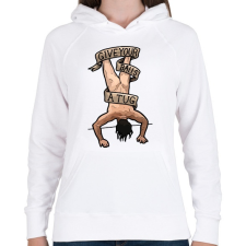 PRINTFASHION Tug balls - Női kapucnis pulóver - Fehér női pulóver, kardigán