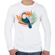 PRINTFASHION Tukán lila háttéren - Férfi hosszú ujjú póló - Fehér férfi póló