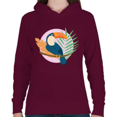 PRINTFASHION Tukán lila háttéren - Női kapucnis pulóver - Bordó