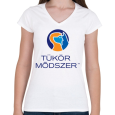PRINTFASHION TukorModszerLogo-1095x960 - Női V-nyakú póló - Fehér
