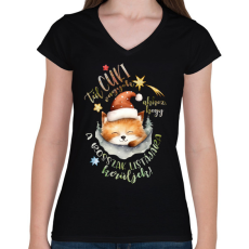 PRINTFASHION Túl cuki vagyok ahhoz, hogy a rosszak listájára kerüljek! - Női V-nyakú póló - Fekete