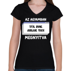 PRINTFASHION Túl sok ablak - Női V-nyakú póló - Fekete