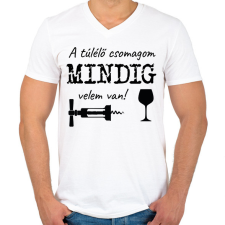 PRINTFASHION Túlélő csomag - Táska minta - Férfi V-nyakú póló - Fehér férfi póló