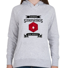 PRINTFASHION Túléltem egy Szerepjátékos Kalandot (fekete) - Női kapucnis pulóver - Sport szürke