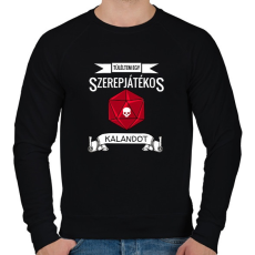 PRINTFASHION Túléltem egy Szerepjátékos Kalandot - Férfi pulóver - Fekete