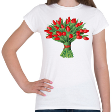 PRINTFASHION Tulipáncsokor - Női póló - Fehér