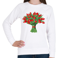 PRINTFASHION Tulipáncsokor - Női pulóver - Fehér női pulóver, kardigán