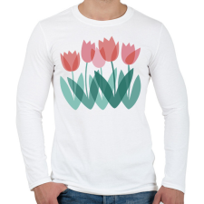 PRINTFASHION Tulipánok - Férfi hosszú ujjú póló - Fehér férfi póló