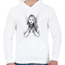 PRINTFASHION tündér és macska - Férfi kapucnis pulóver - Fehér férfi pulóver, kardigán