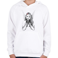 PRINTFASHION tündér és macska - Gyerek kapucnis pulóver - Fehér gyerek pulóver, kardigán