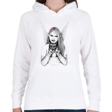 PRINTFASHION tündér és macska - Női kapucnis pulóver - Fehér női pulóver, kardigán