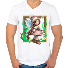 PRINTFASHION Tündér - Férfi V-nyakú póló - Fehér