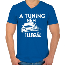 PRINTFASHION Tuning - Férfi V-nyakú póló - Királykék férfi póló