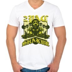 PRINTFASHION Tupac - Férfi V-nyakú póló - Fehér