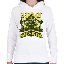 PRINTFASHION Tupac - Női kapucnis pulóver - Fehér női pulóver, kardigán