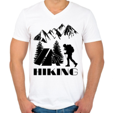 PRINTFASHION túrázás - Férfi V-nyakú póló - Fehér férfi póló