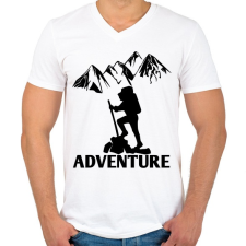 PRINTFASHION túrázás - Férfi V-nyakú póló - Fehér férfi póló