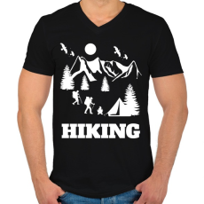 PRINTFASHION túrázás - Férfi V-nyakú póló - Fekete