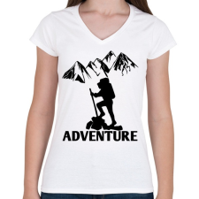PRINTFASHION túrázás - Női V-nyakú póló - Fehér női póló