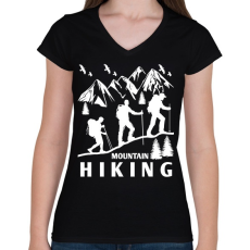 PRINTFASHION túrázás - Női V-nyakú póló - Fekete