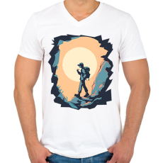 PRINTFASHION Túrázó - Férfi V-nyakú póló - Fehér