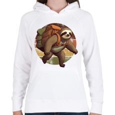 PRINTFASHION Túrázó lajhár - Női kapucnis pulóver - Fehér