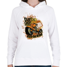 PRINTFASHION Turbo chicks - Női kapucnis pulóver - Fehér női pulóver, kardigán