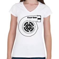 PRINTFASHION Turbo - Női V-nyakú póló - Fehér női póló