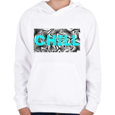 PRINTFASHION Türkiz CHILL - Gyerek kapucnis pulóver - Fehér gyerek pulóver, kardigán