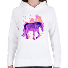 PRINTFASHION Tüzes ló - Női kapucnis pulóver - Fehér