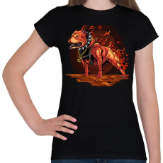 PRINTFASHION Tüzes pitbull - Női póló - Fekete