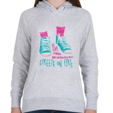 PRINTFASHION Tüzes utcák - Női kapucnis pulóver - Sport szürke