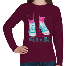 PRINTFASHION Tüzes utcák - Női pulóver - Bordó