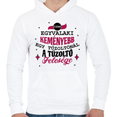 PRINTFASHION Tűzoltó felesége - Férfi kapucnis pulóver - Fehér