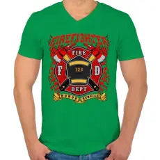 PRINTFASHION Tűzoltó - Férfi V-nyakú póló - Zöld