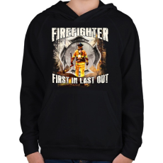 PRINTFASHION Tűzoltó - Gyerek kapucnis pulóver - Fekete