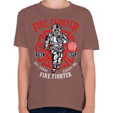 PRINTFASHION Tűzoltó - Gyerek póló - Mogyoróbarna gyerek póló