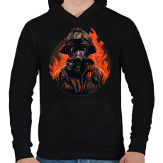 PRINTFASHION Tűzoltó - Lánglovag - Férfi kapucnis pulóver - Fekete