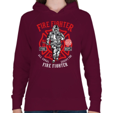 PRINTFASHION Tűzoltó - Női kapucnis pulóver - Bordó női pulóver, kardigán