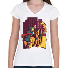 PRINTFASHION Tűzoltó - Női V-nyakú póló - Fehér