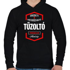 PRINTFASHION Tűzoltó prémium minőség - Férfi kapucnis pulóver - Fekete
