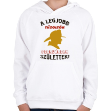 PRINTFASHION Tűzoltó szülinapja február - Gyerek kapucnis pulóver - Fehér gyerek pulóver, kardigán