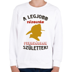 PRINTFASHION Tűzoltó szülinapja február - Gyerek pulóver - Fehér